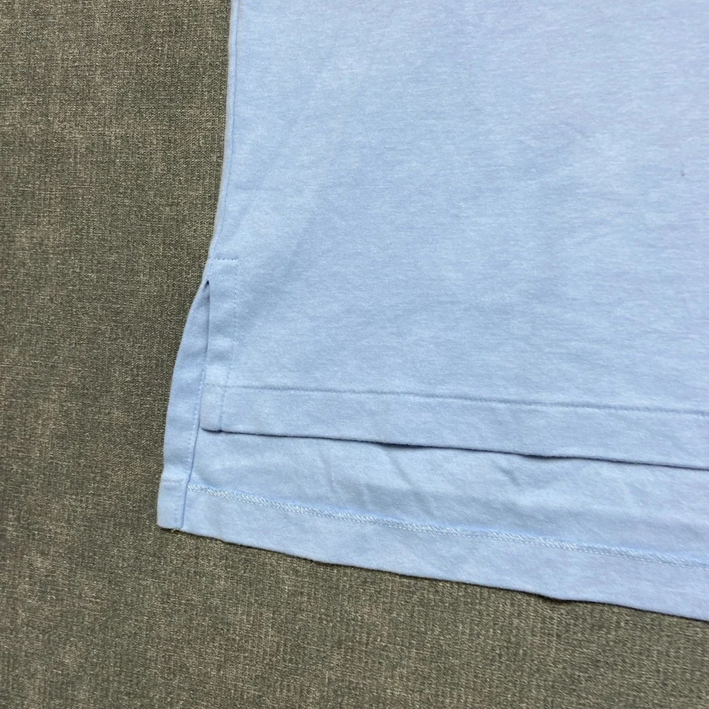 VTG Polo Ralph Lauren Polo Shirt Mens Medium Blue Cotton Hi Low Hem Pony